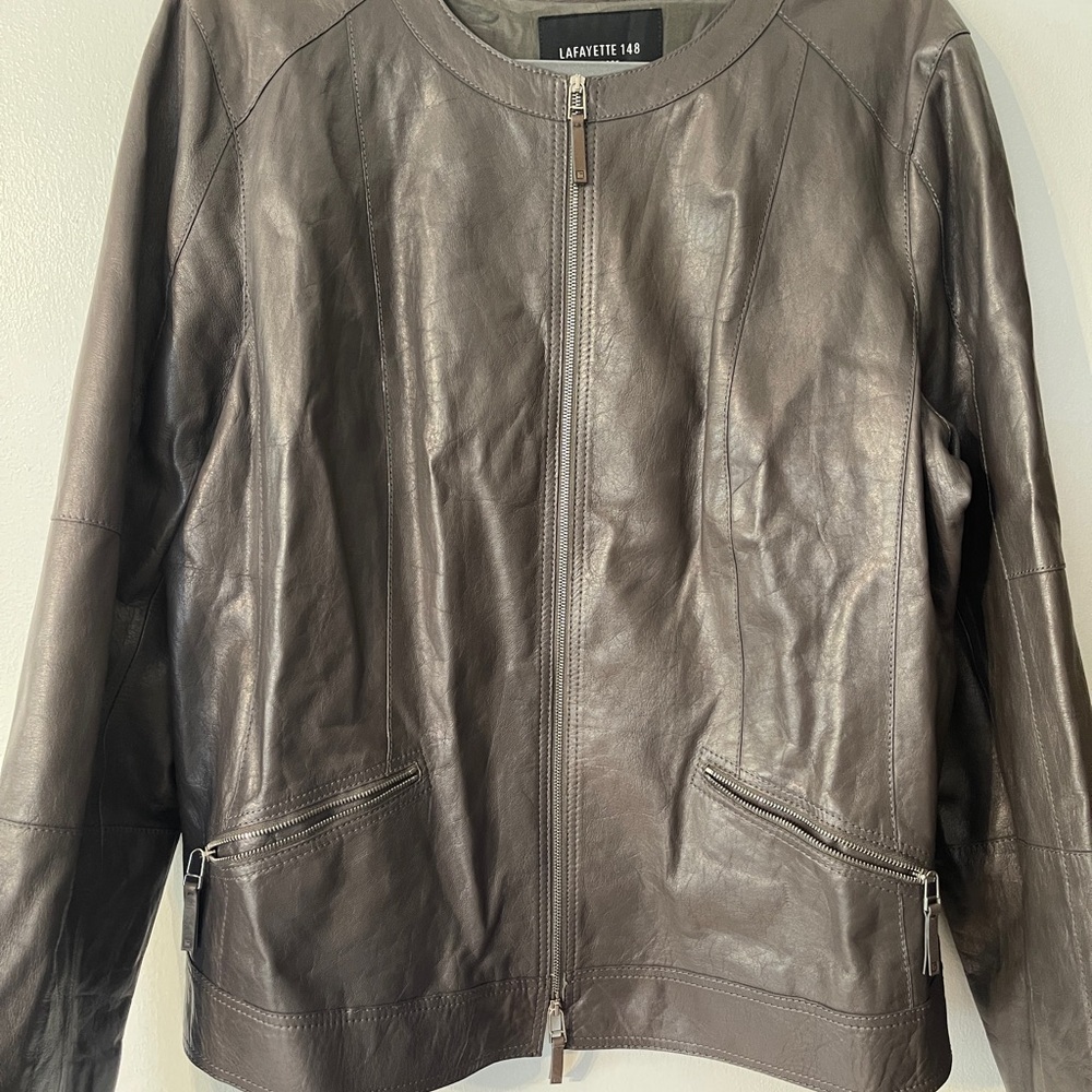 Women’s Gray Buttery Soft Leather Jacket - Picture 2 of 5